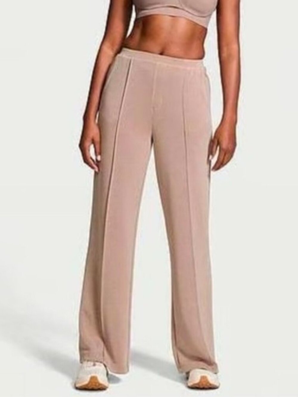 Victoria's Secret VSX Featherweight Knit Wide-Leg Pant -Taupe - Size M -27197374